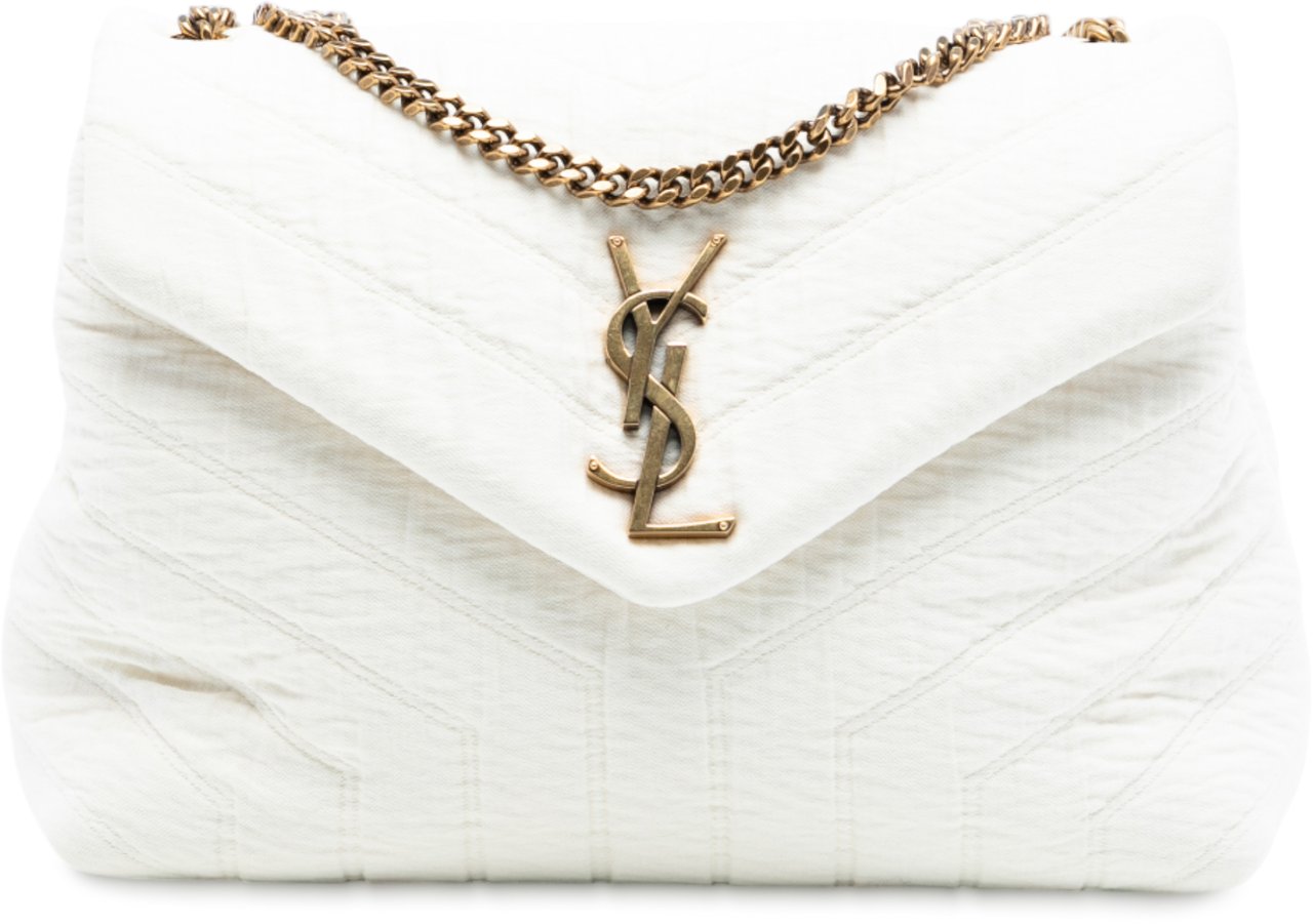 Saint Laurent Small Jersey Loulou Puffer Shoulder Bag Wit