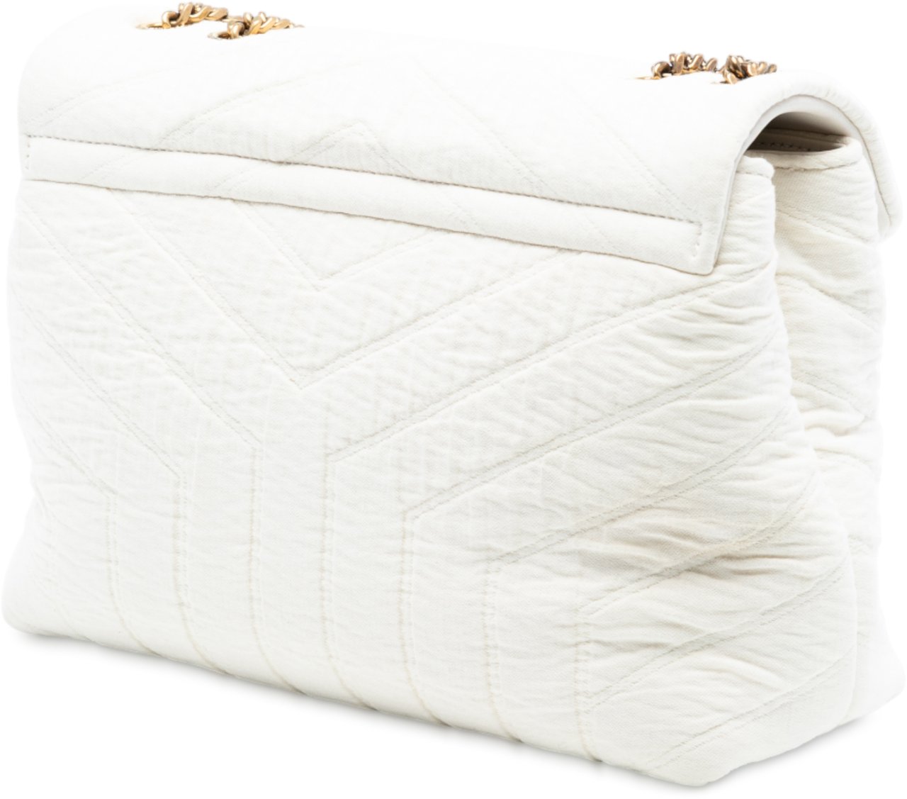 Saint Laurent Small Jersey Loulou Puffer Shoulder Bag Wit