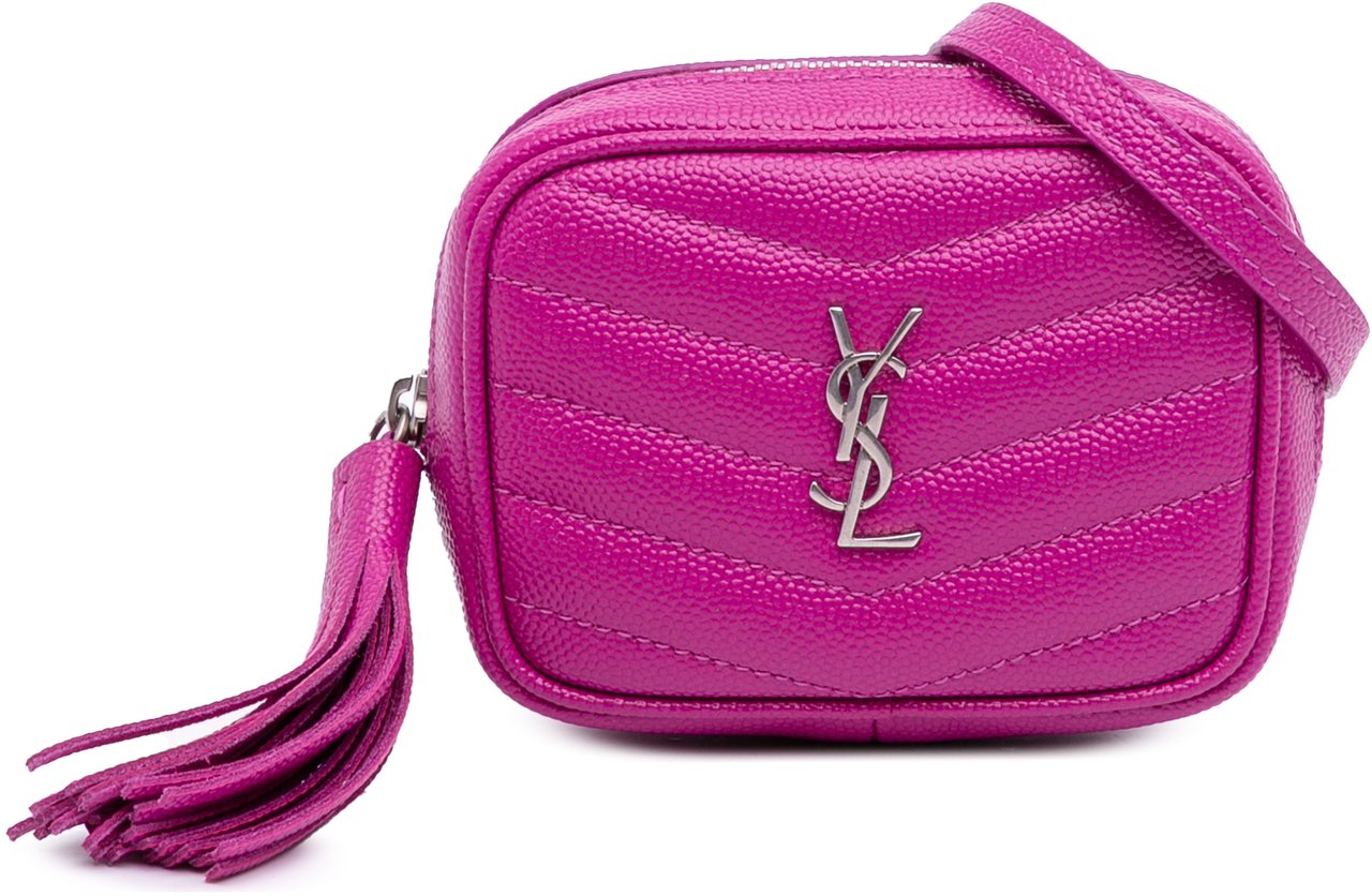 Saint Laurent Baby Matelasse Grain De Poudre Monogram Lou Camera Bag Roze