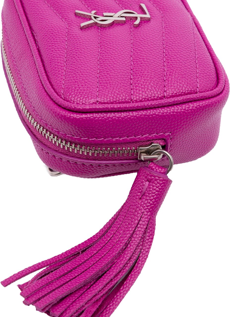 Saint Laurent Baby Matelasse Grain De Poudre Monogram Lou Camera Bag Roze