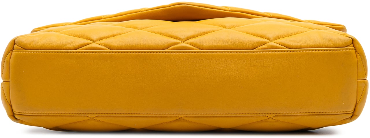 Saint Laurent Quilted Lambskin Sade Puffer Envelope Clutch Geel
