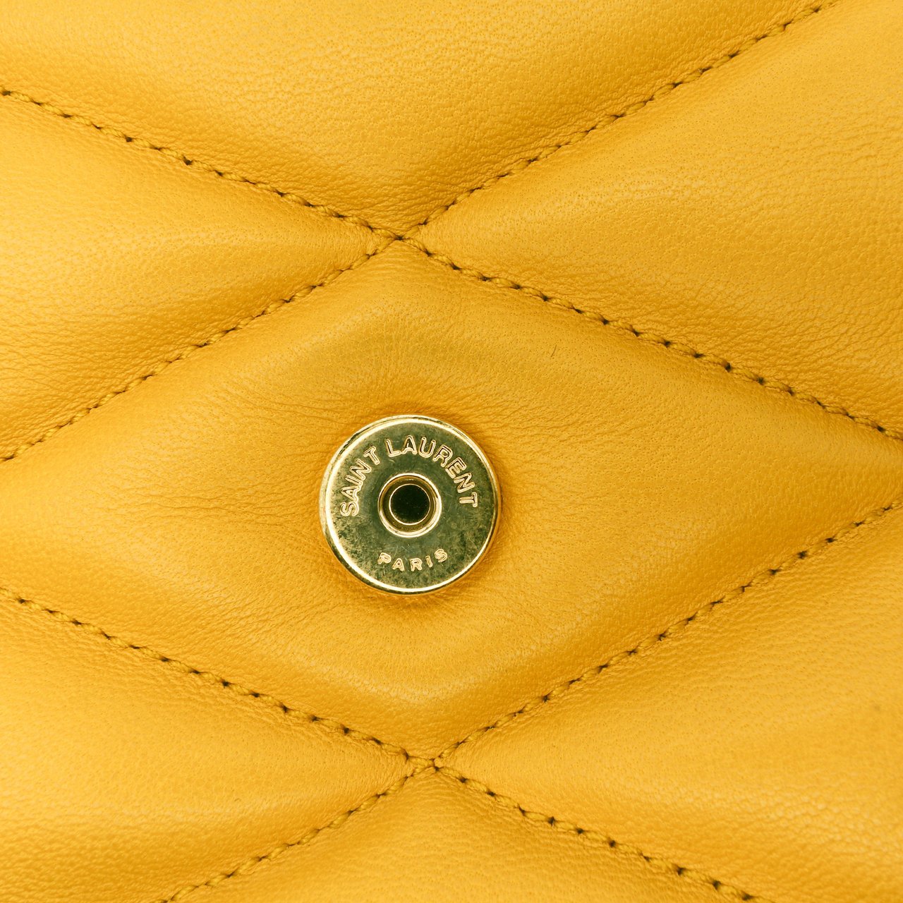 Saint Laurent Quilted Lambskin Sade Puffer Envelope Clutch Geel