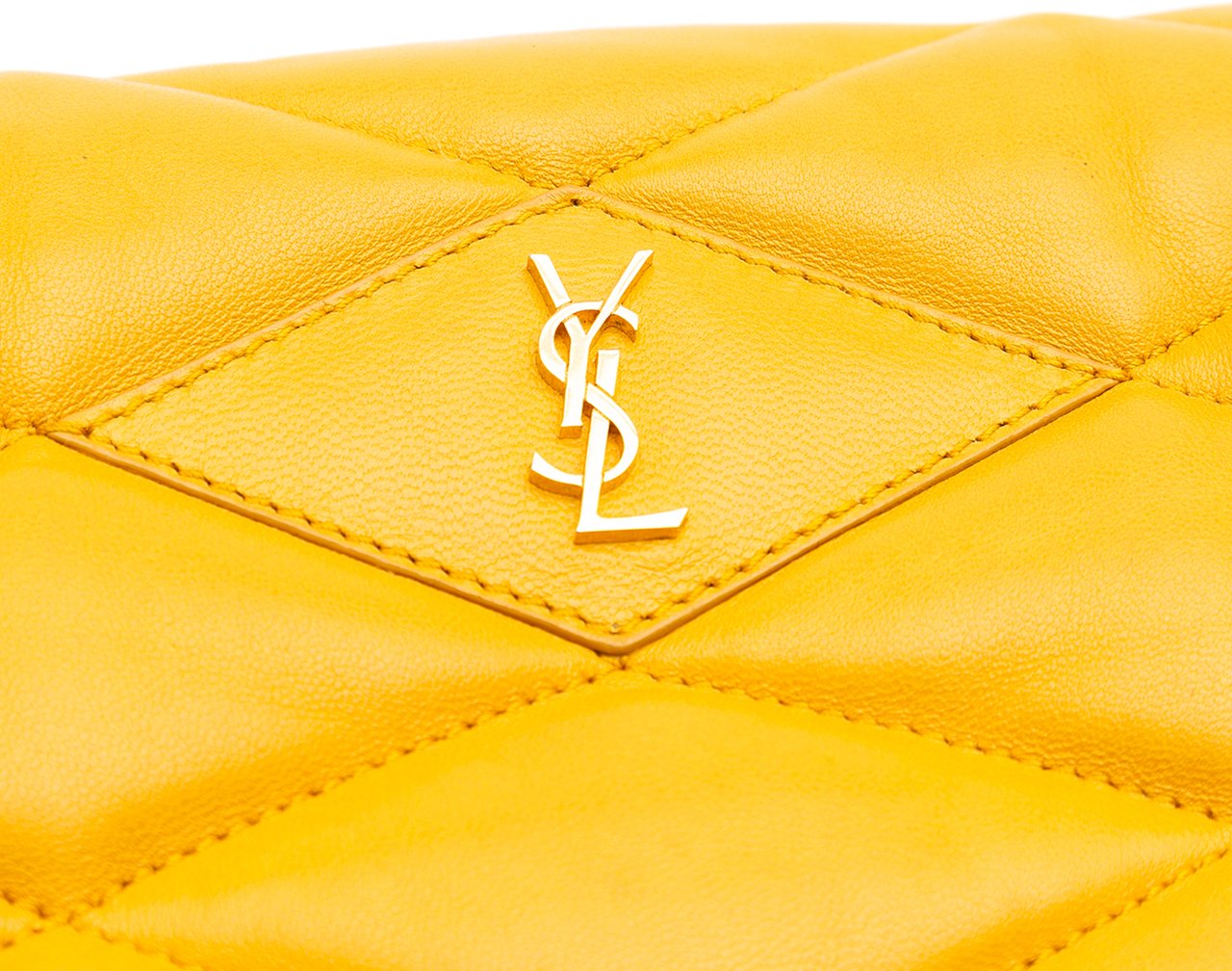 Saint Laurent Quilted Lambskin Sade Puffer Envelope Clutch Geel