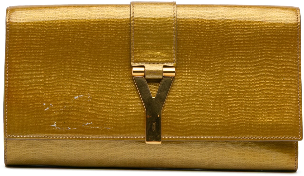 Saint Laurent Patent Chyc Ligne Clutch Goud