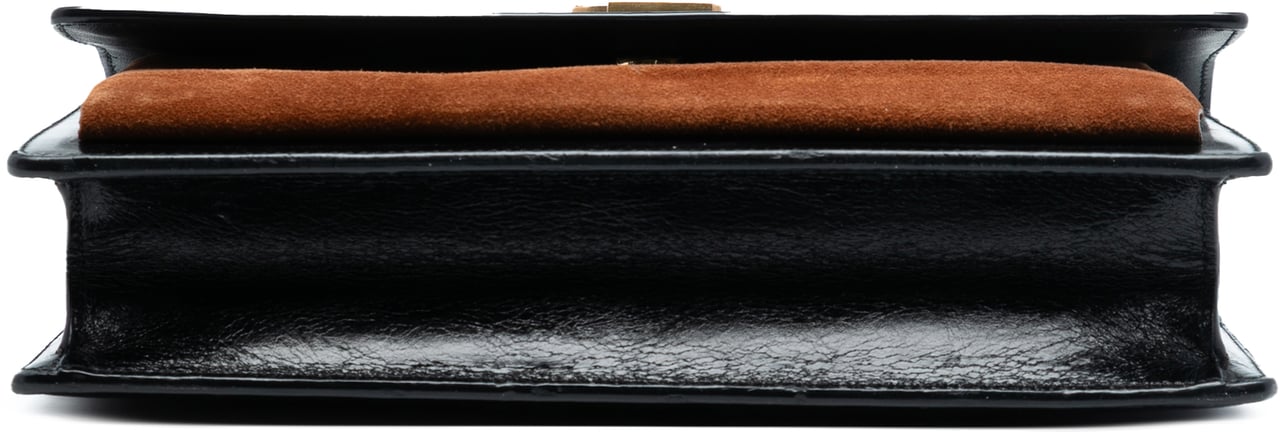 Saint Laurent Large Calfskin and Suede Monogram Sunset Top Handle Bag Zwart