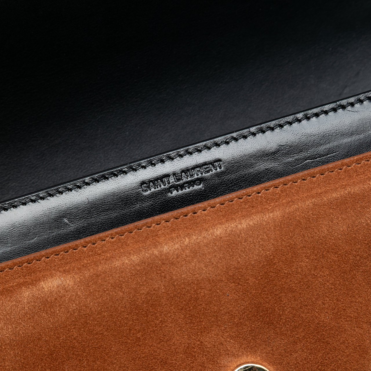 Saint Laurent Large Calfskin and Suede Monogram Sunset Top Handle Bag Zwart