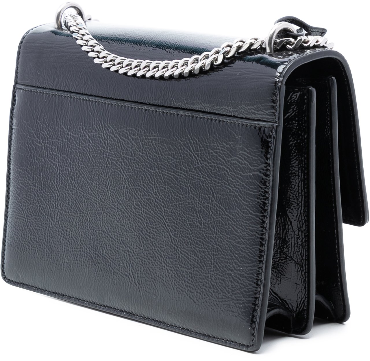 Saint Laurent Medium Textured Patent Monogram Sunset Crossbody Zwart