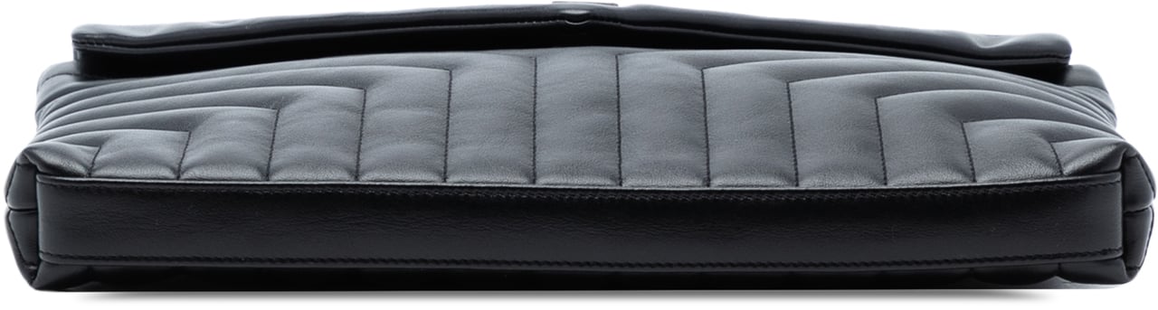 Saint Laurent Matelasse Calfskin Monogram LouLou Document Clutch Zwart