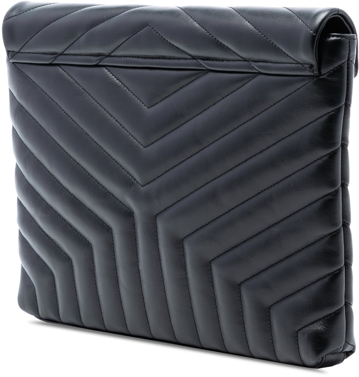 Saint Laurent Matelasse Calfskin Monogram LouLou Document Clutch Zwart