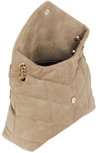 Saint Laurent Puffer Suede Medium - Taupe Beige