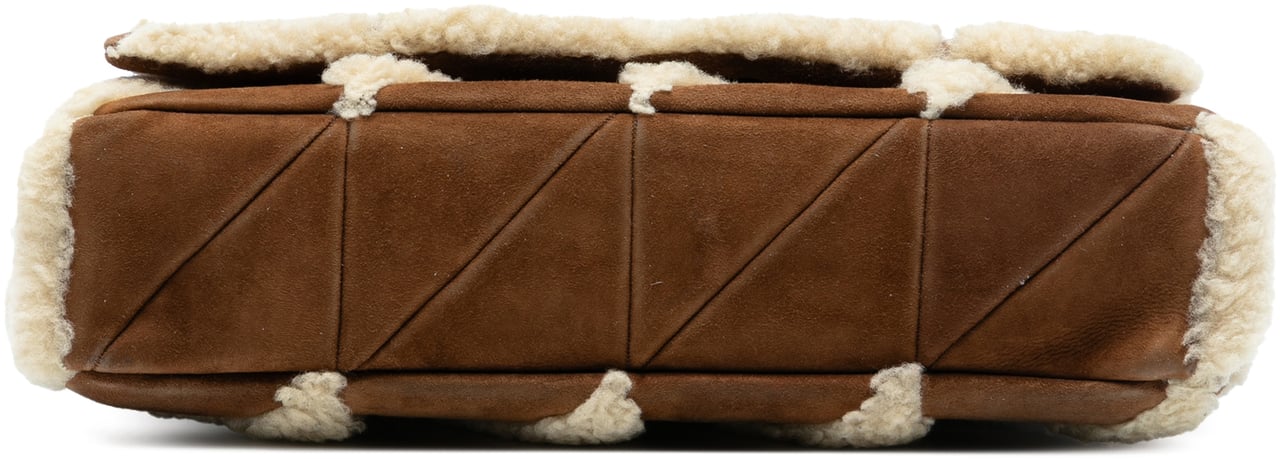 Saint Laurent Medium Suede and Shearling Patchwork Jamie Shoulder Bag Bruin