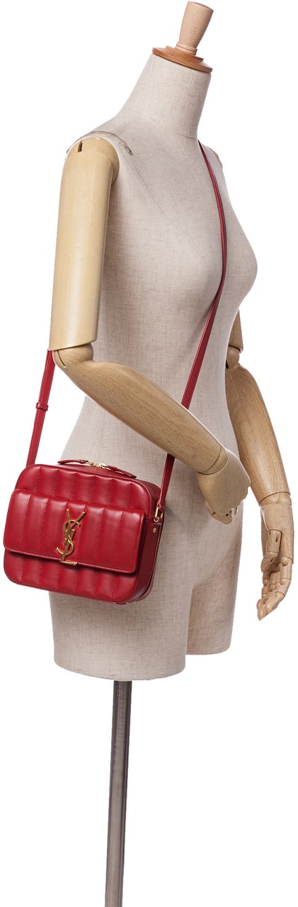 Saint Laurent Toy Lambskin Vicky Crossbody Rood