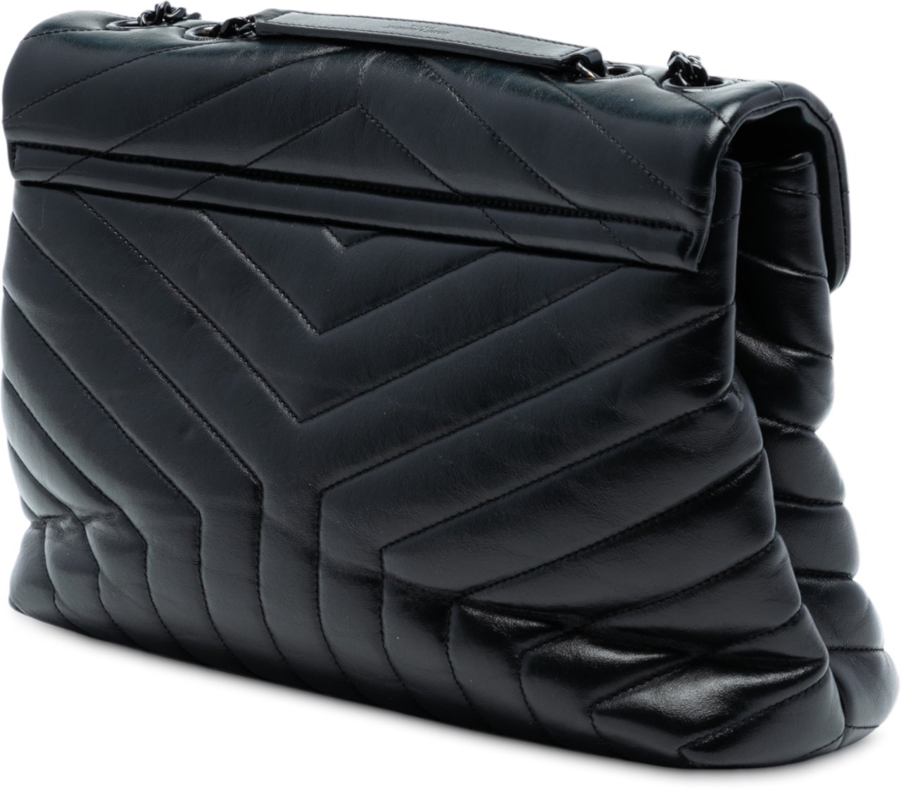 Saint Laurent Medium Matelasse Leather Monogram Monochrome Loulou Shoulder Bag Zwart