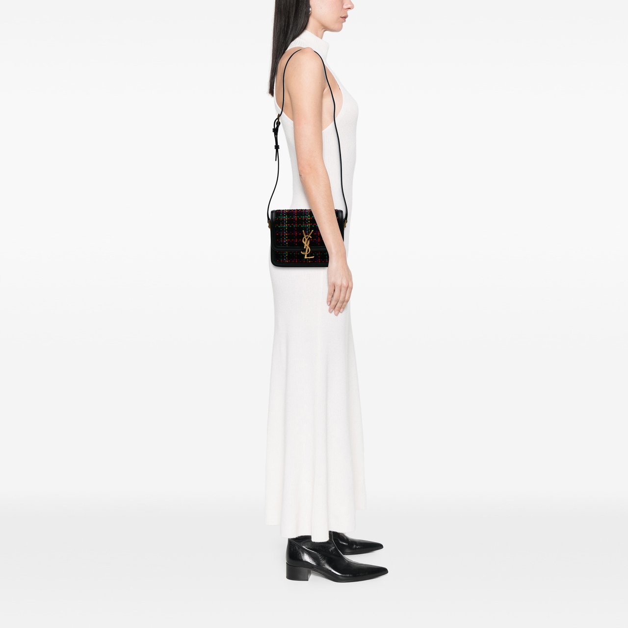 Saint Laurent Small Tweed Solferino Crossbody Zwart