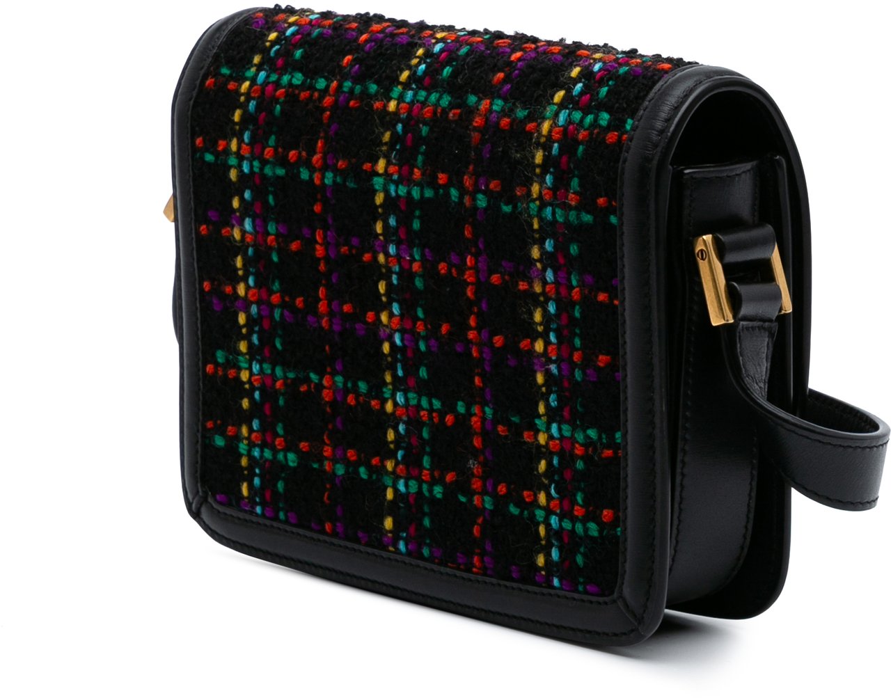 Saint Laurent Small Tweed Solferino Crossbody Zwart