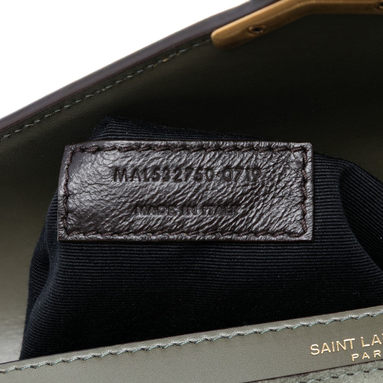 Saint Laurent Suede and Calfskin Monogram Cassandra Clasp Bag Grijs