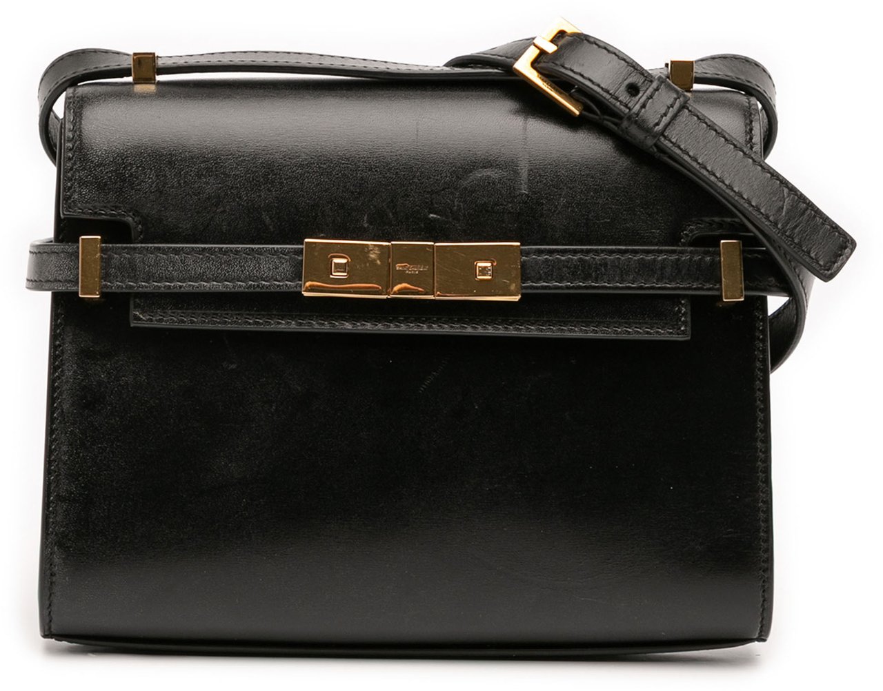 Saint Laurent Mini Box Calfskin Manhattan Shoulder Bag Zwart