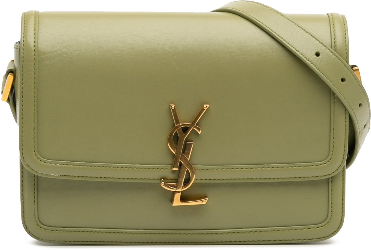Saint Laurent Medium Leather Solferino Satchel In Box Groen