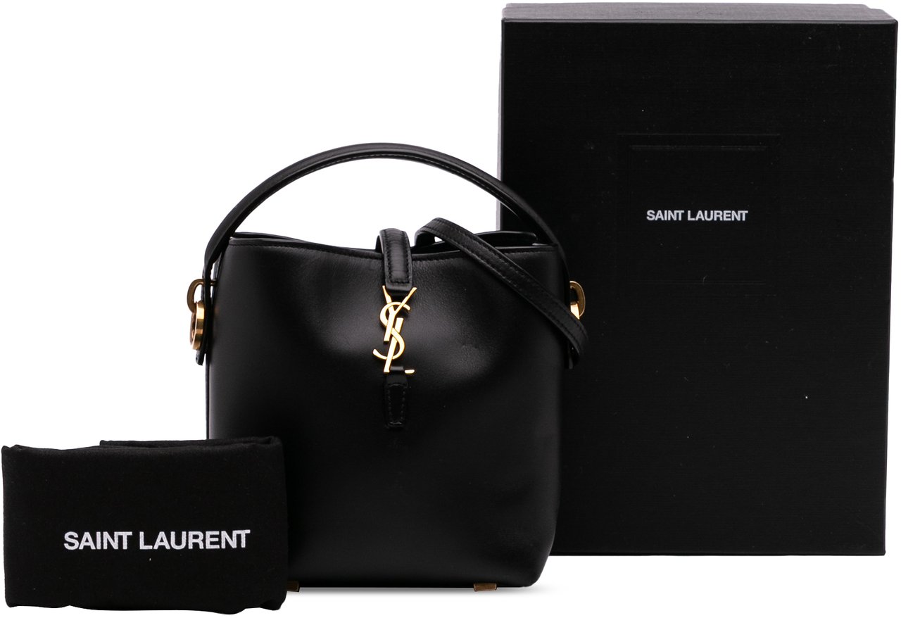 Saint Laurent Mini Shiny Calfskin Le 37 Bucket Bag Zwart