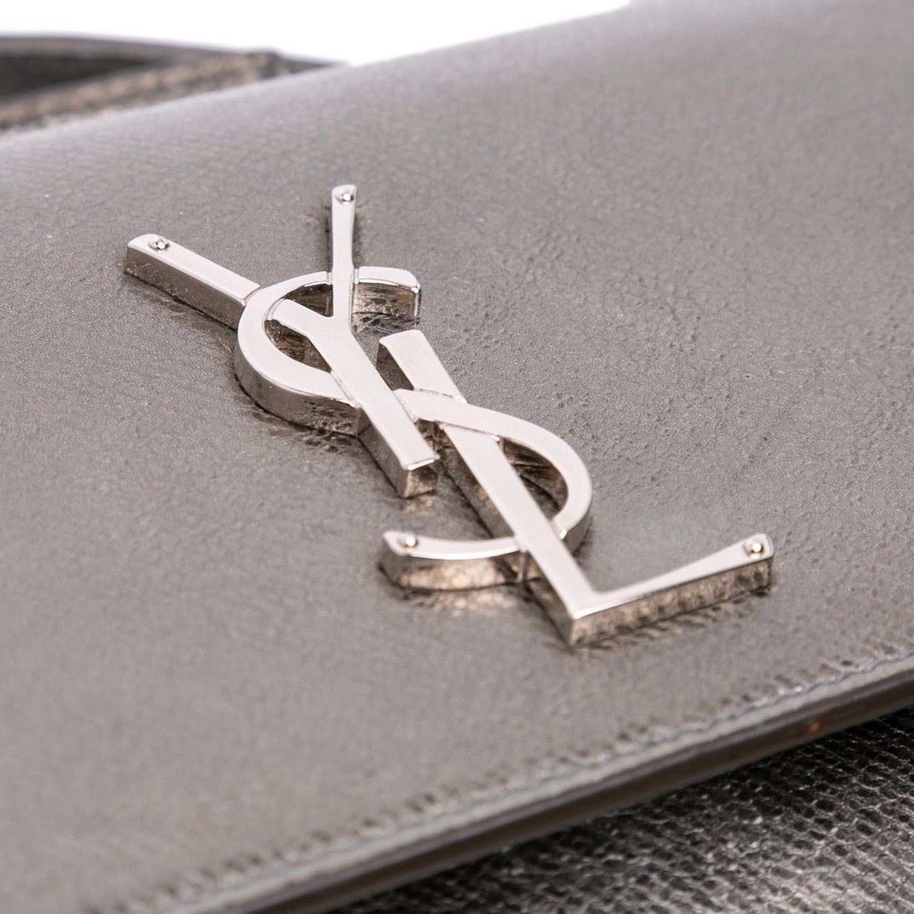 Saint Laurent Medium Metallic Leather Monogram Sunset Crossbody Zilver