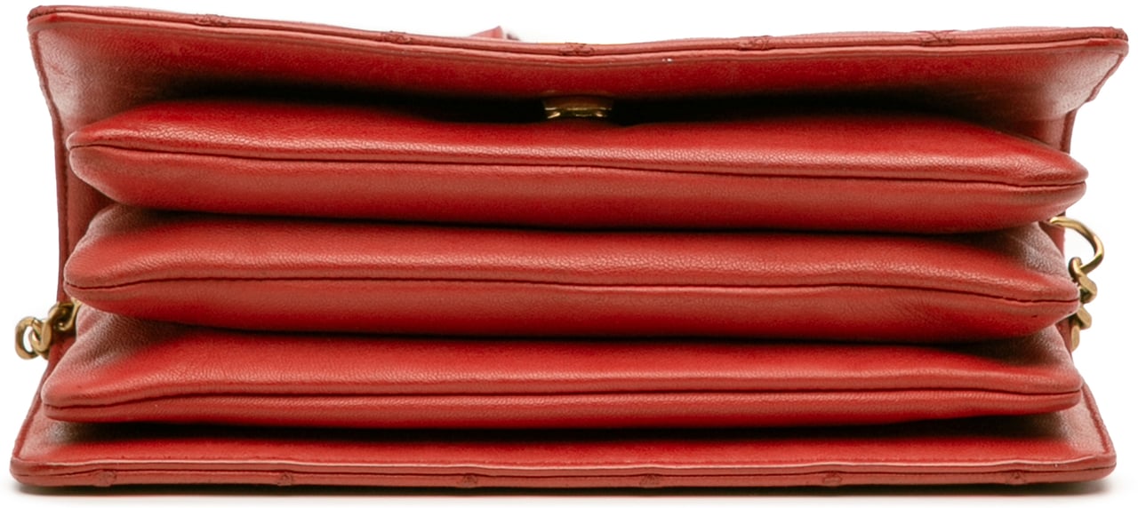 Saint Laurent Diamond Quilted Lambskin Angie Chain Bag Rood