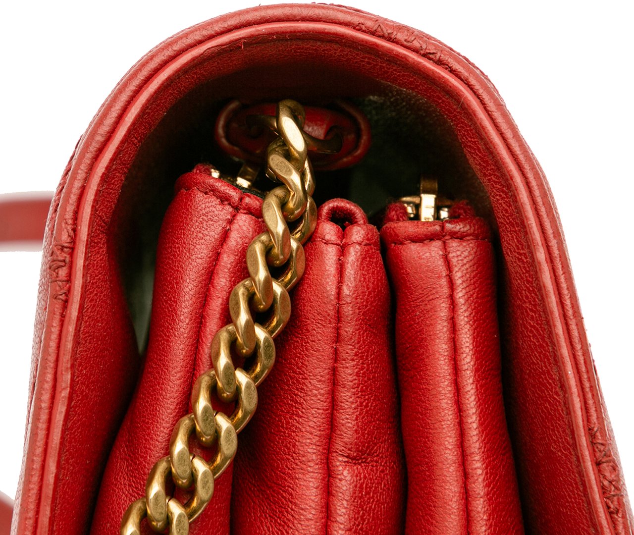 Saint Laurent Diamond Quilted Lambskin Angie Chain Bag Rood