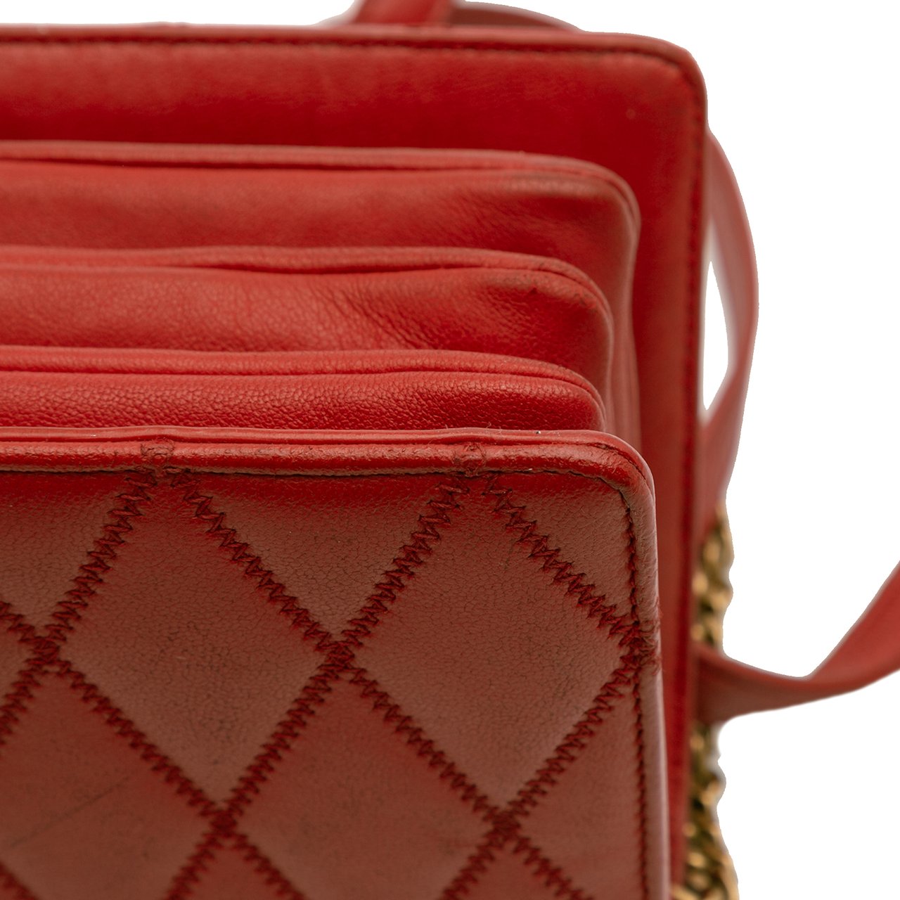 Saint Laurent Diamond Quilted Lambskin Angie Chain Bag Rood