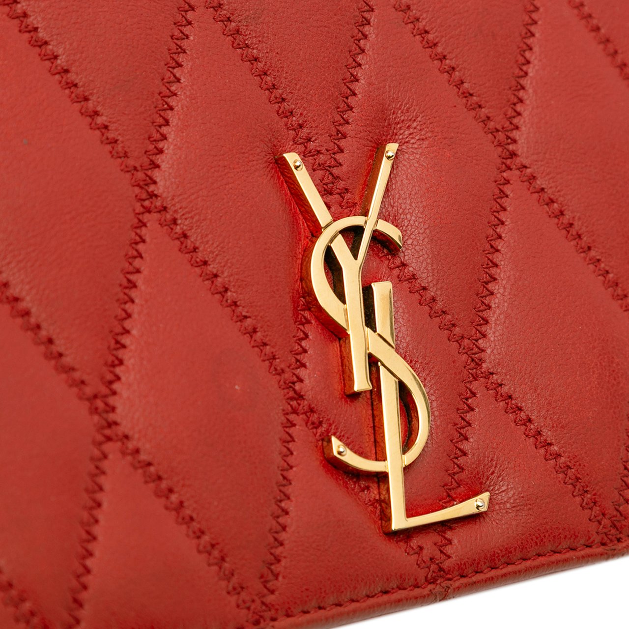 Saint Laurent Diamond Quilted Lambskin Angie Chain Bag Rood