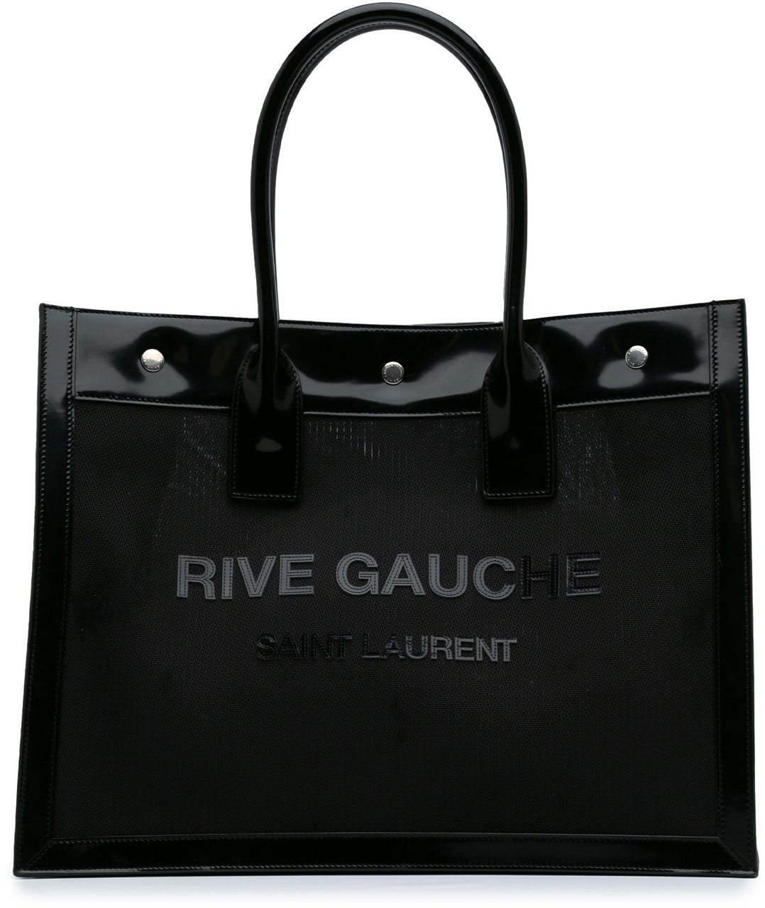 Saint Laurent Small Mesh and Patent Rive Gauche Tote Zwart