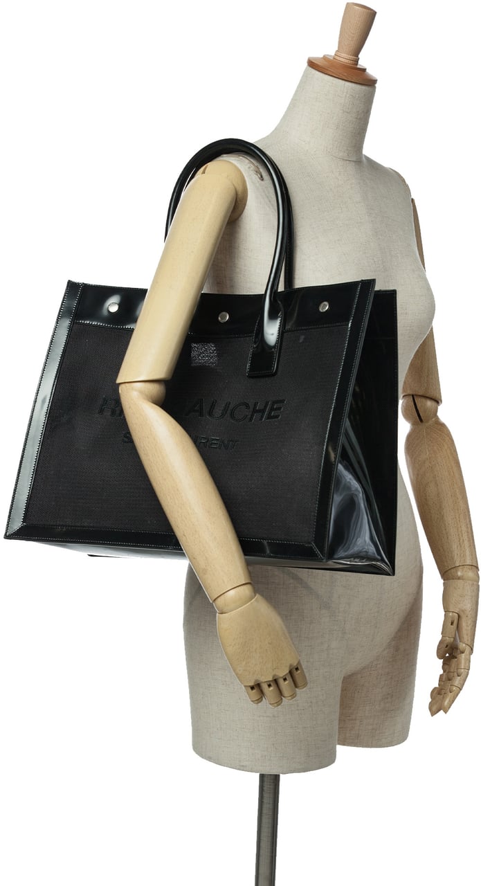 Saint Laurent Small Mesh and Patent Rive Gauche Tote Zwart