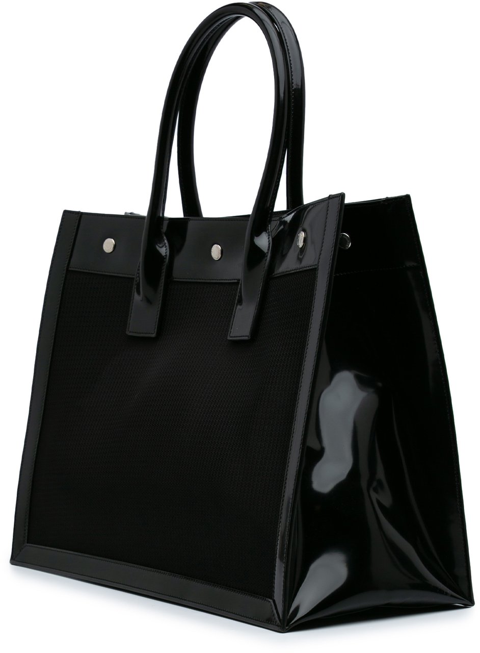 Saint Laurent Small Mesh and Patent Rive Gauche Tote Zwart