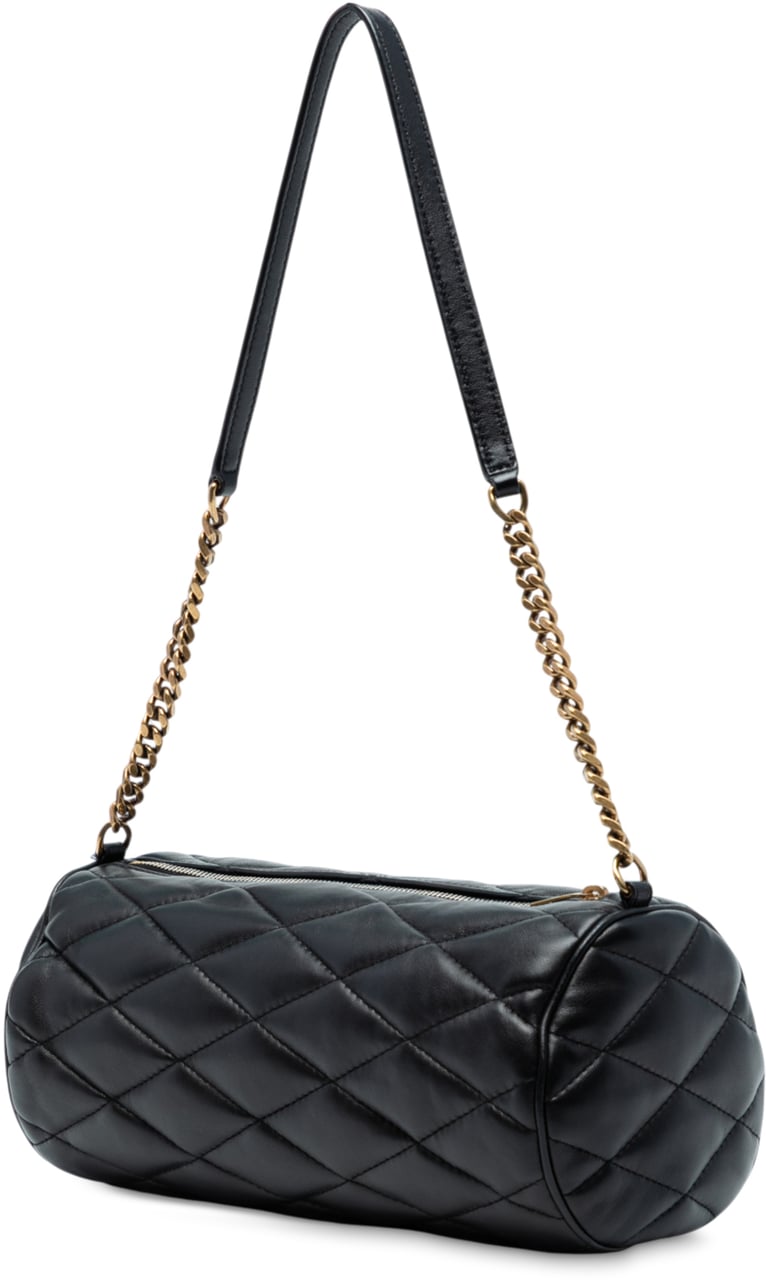 Saint Laurent Small Quilted Lambskin Sade Tube Bag Zwart