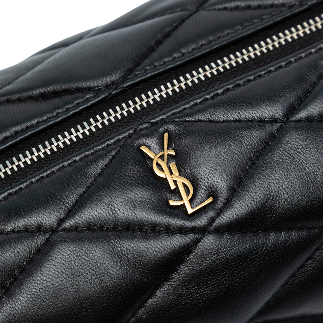 Saint Laurent Small Quilted Lambskin Sade Tube Bag Zwart