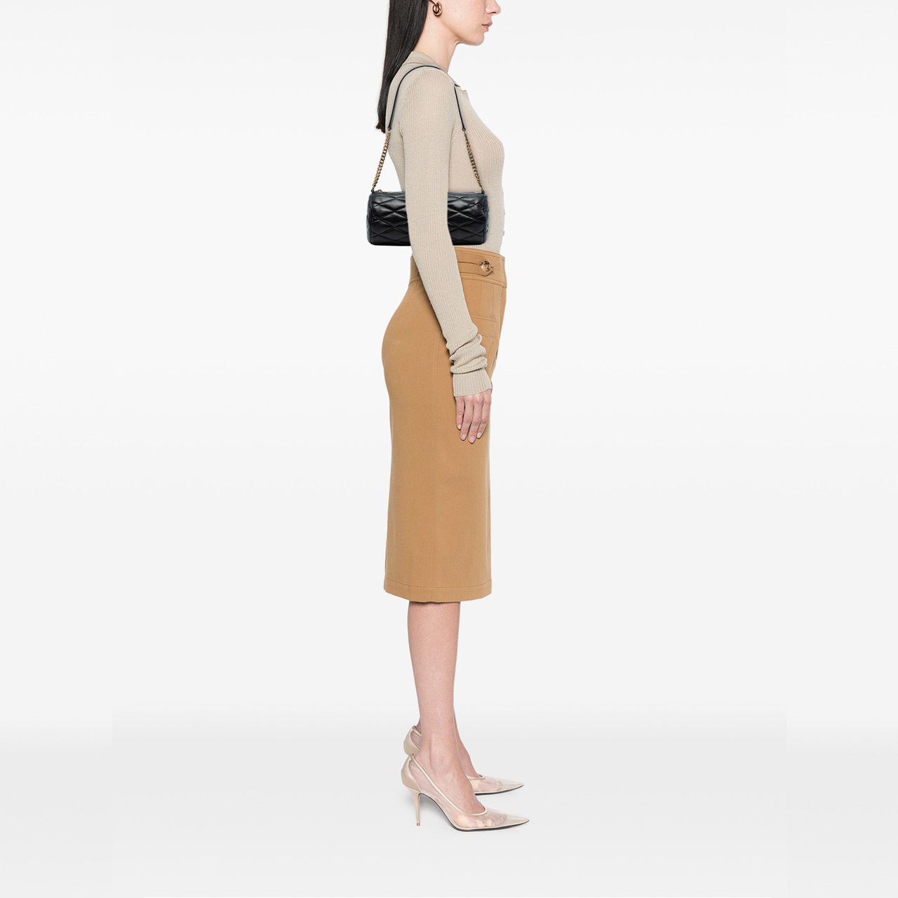 Saint Laurent Small Quilted Lambskin Sade Tube Bag Zwart