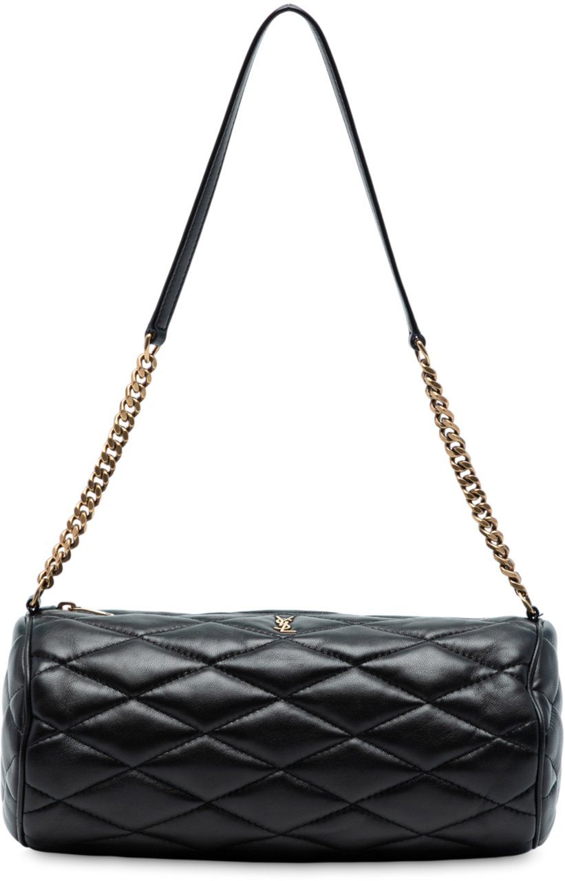 Saint Laurent Small Quilted Lambskin Sade Tube Bag Zwart