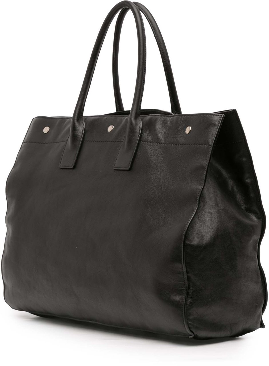 Saint Laurent Large Smooth Calfskin Rive Gauche Tote Zwart