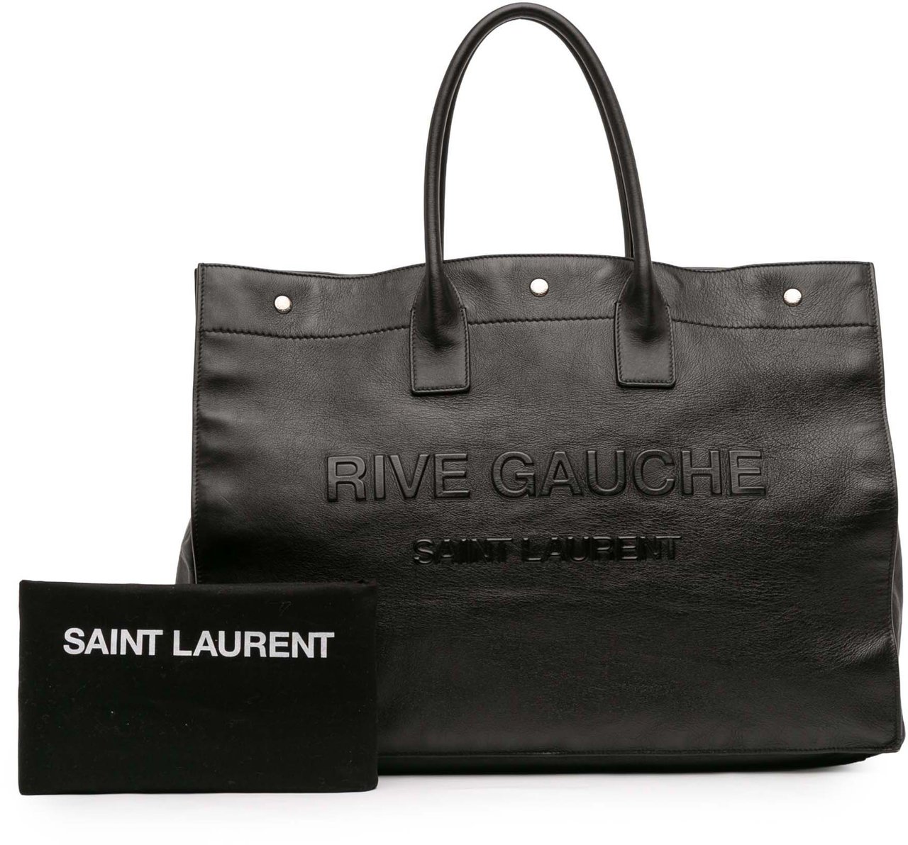 Saint Laurent Large Smooth Calfskin Rive Gauche Tote Zwart