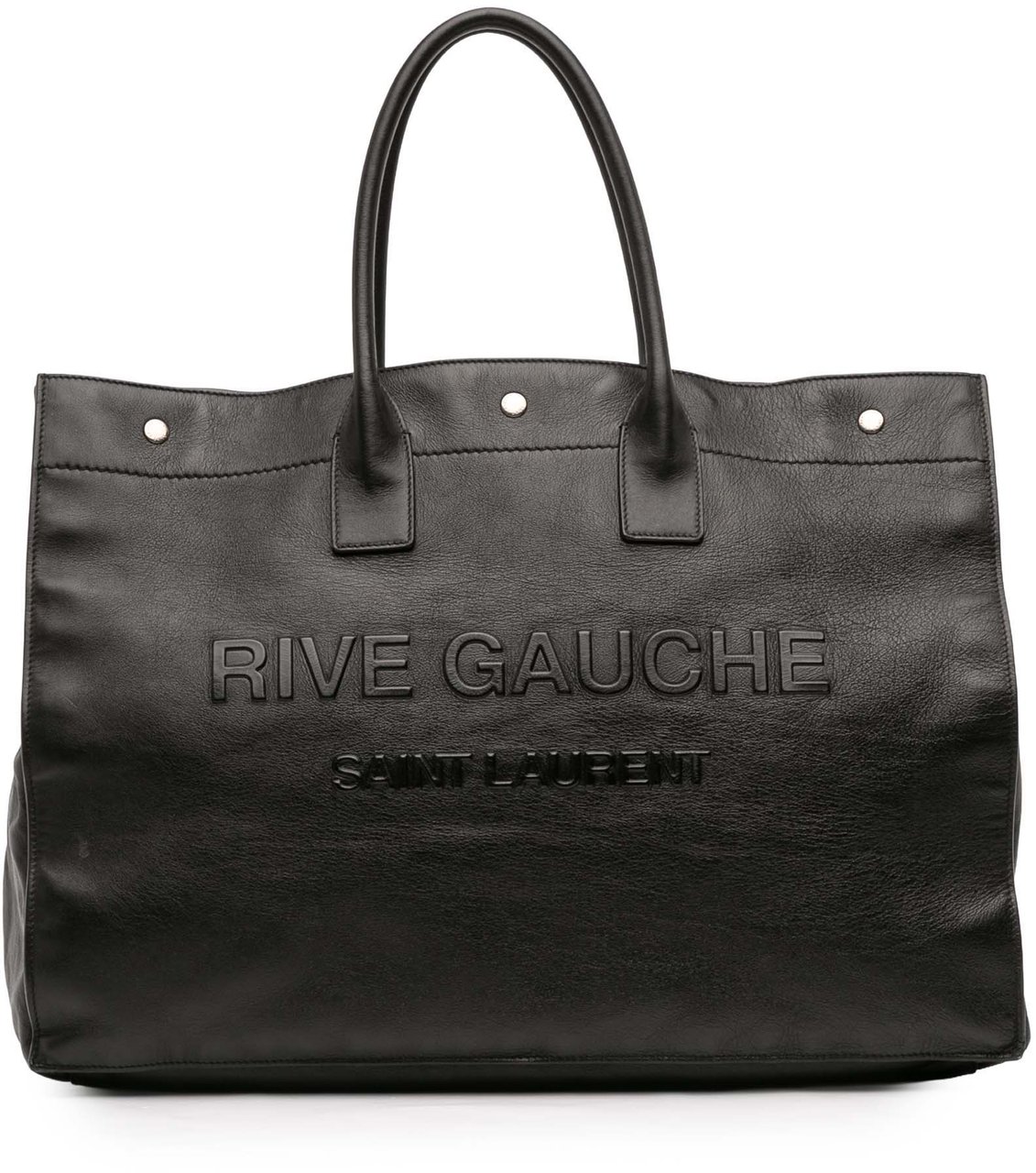 Saint Laurent Large Smooth Calfskin Rive Gauche Tote Zwart