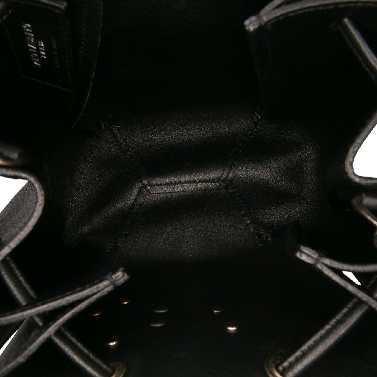 Saint Laurent Mini Leather Monogram Embellished Bourse Bucket Bag Zwart