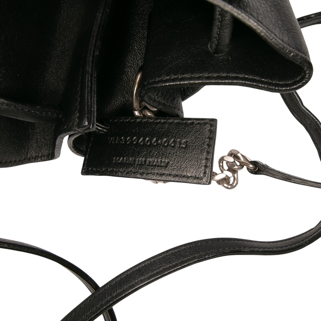 Saint Laurent Mini Leather Monogram Embellished Bourse Bucket Bag Zwart