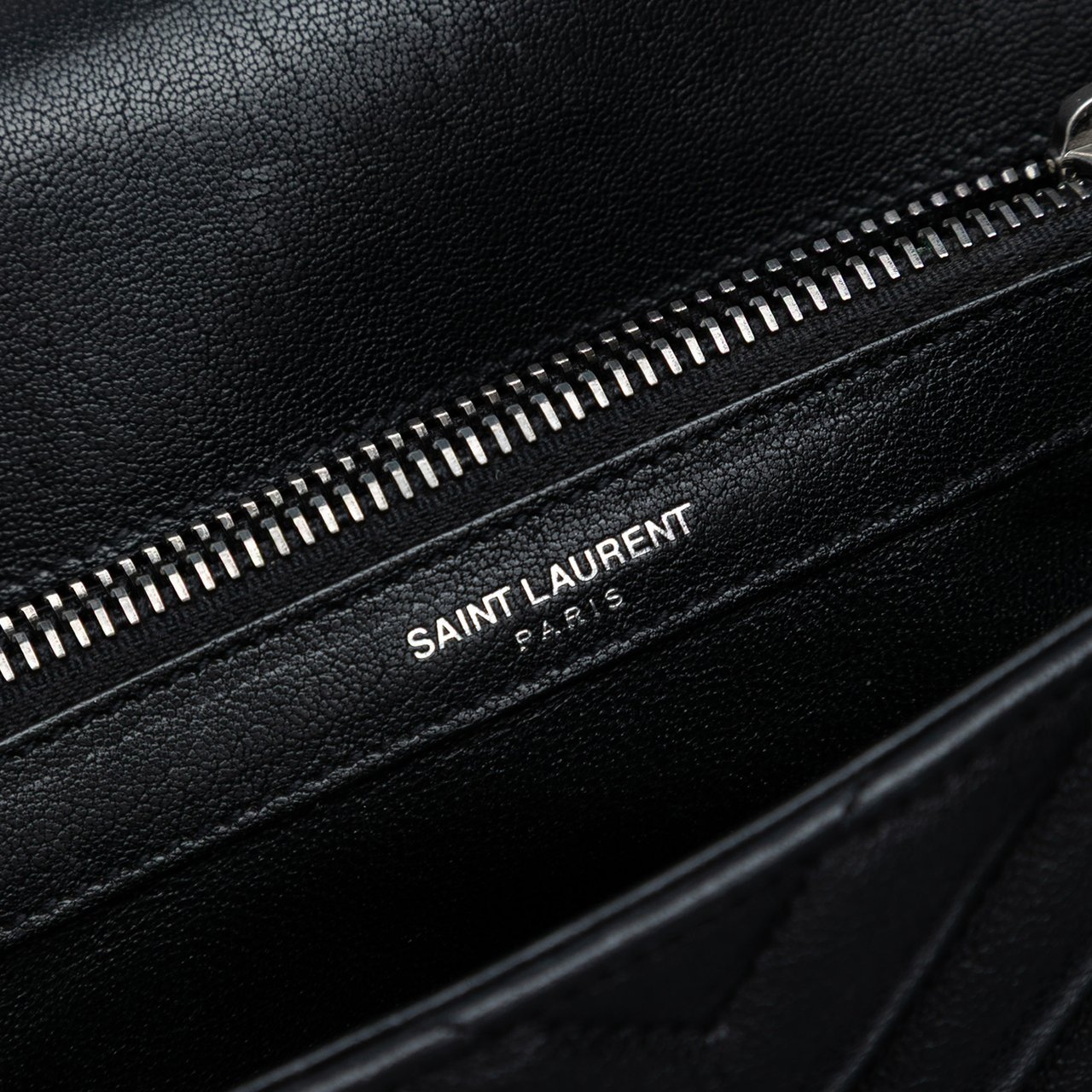 Saint Laurent Medium Chevron Sheepskin Monogram College Satchel Zwart