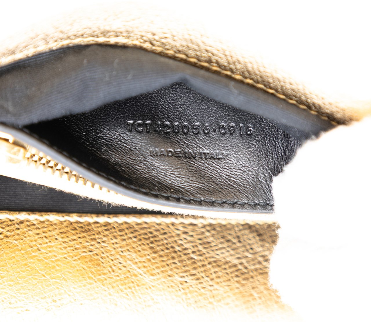 Saint Laurent Medium Metallic Calfskin Chevron Monogram College Bag Goud