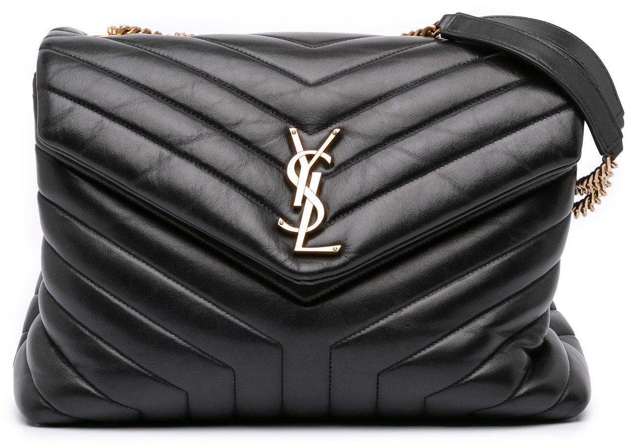 Saint Laurent Medium Matelasse Leather LouLou Shoulder Bag Zwart