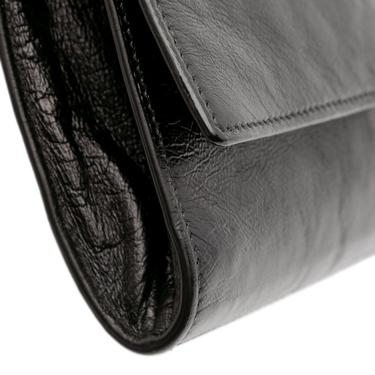 Saint Laurent Textured Patent Belle de Jour Clutch Zwart