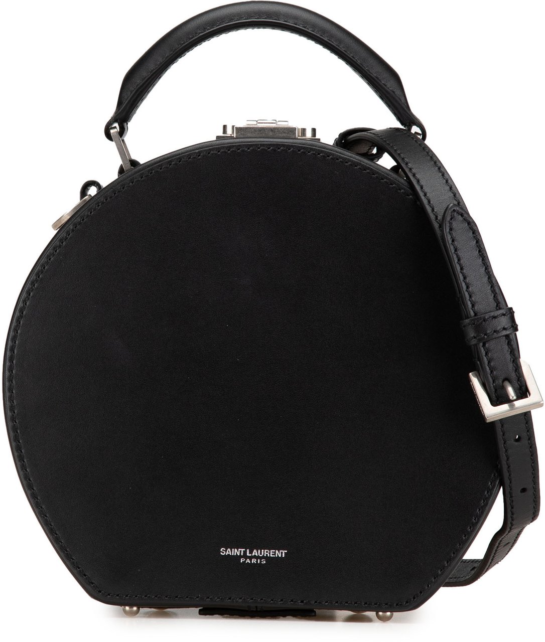 Saint Laurent Small Leather Mica Hatbox Satchel Zwart