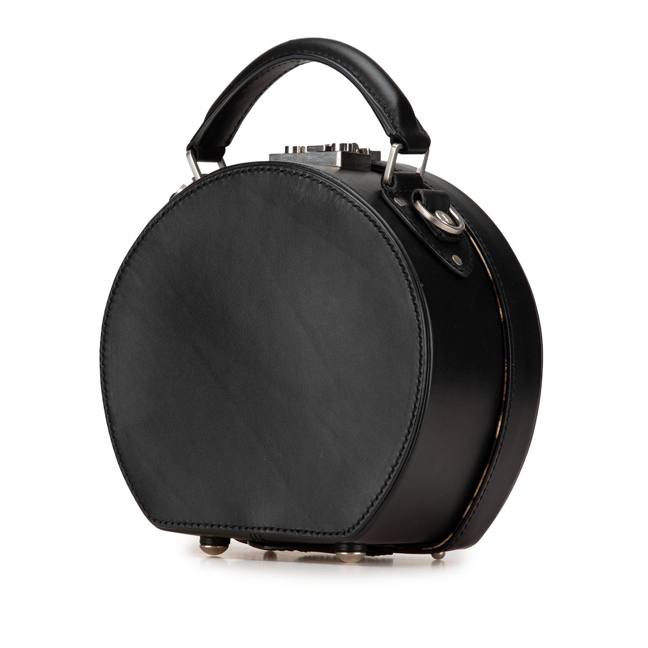 Saint Laurent Small Leather Mica Hatbox Satchel Zwart