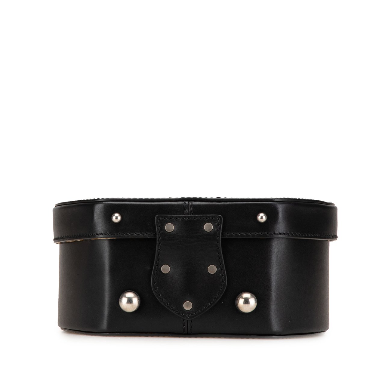 Saint Laurent Small Leather Mica Hatbox Satchel Zwart