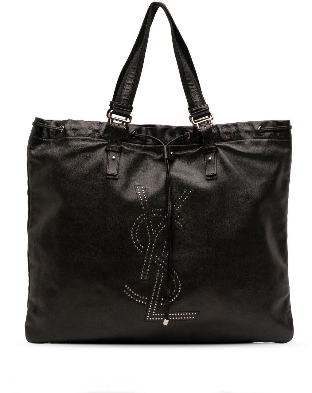 Saint Laurent Calfskin Studded Kahala Sac Tote Zwart