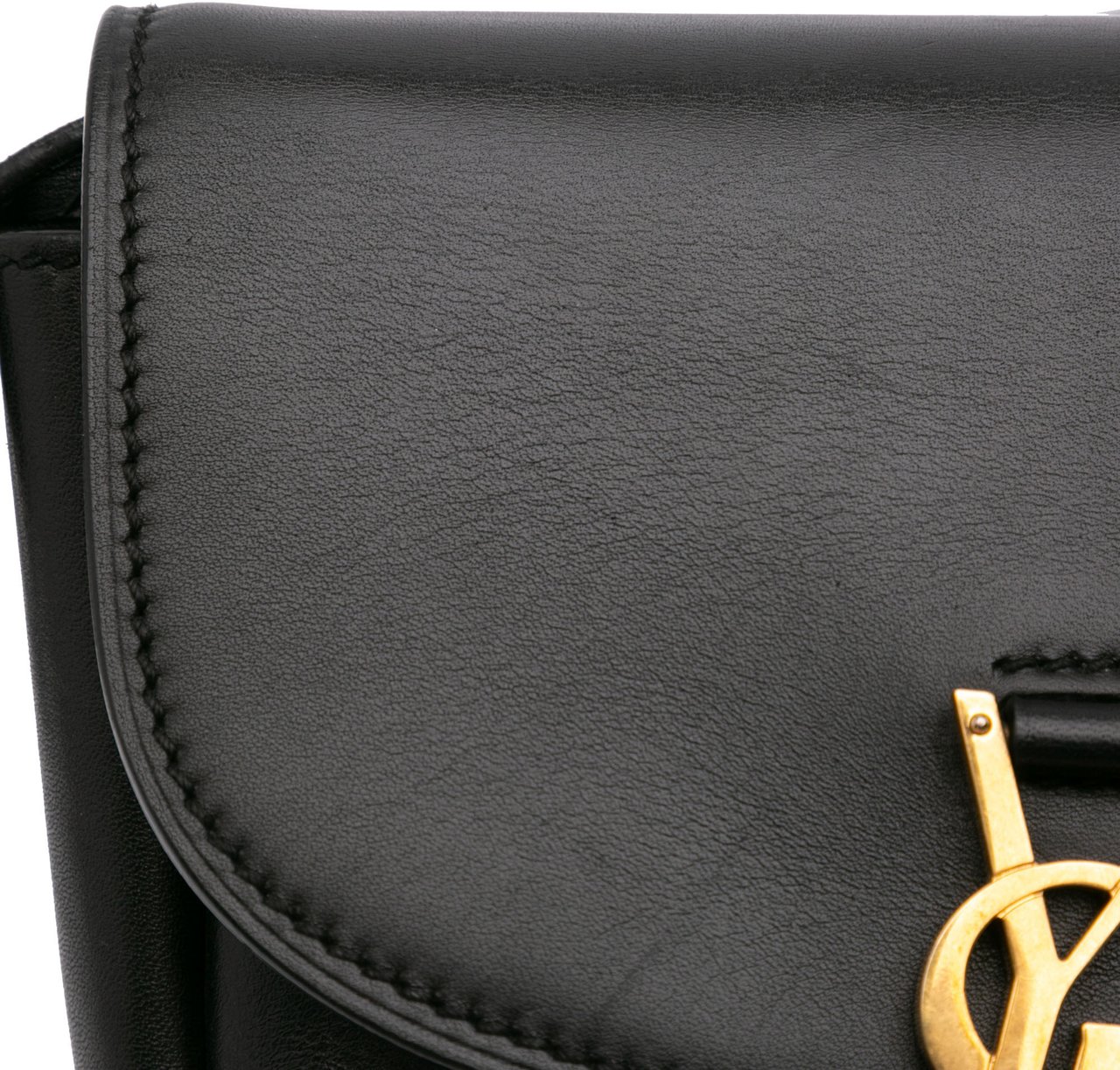Saint Laurent Small Leather Monogram Kaia Crossbody Zwart