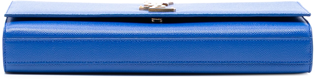Saint Laurent Grain De Poudre Monogram Cassandre Clutch Blauw